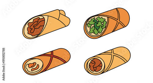 Spring Roll Platter Line art soft elegant abstract artwork illustration