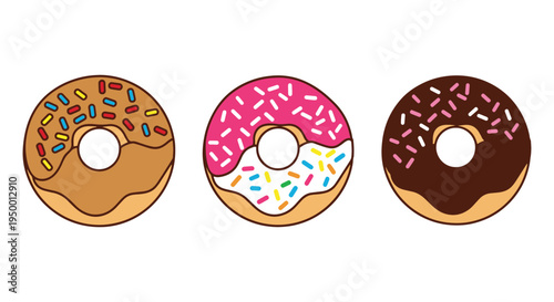 Sprinkle Donuts Line art minimal abstract color design vector