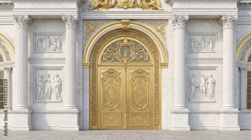 Obraz premium Majestic Royal Palace Gate with Ornate Gold Doors
