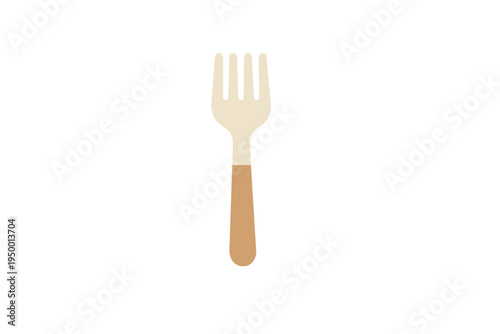 A minimalist vector illustration of a stylized fork featuring a beige