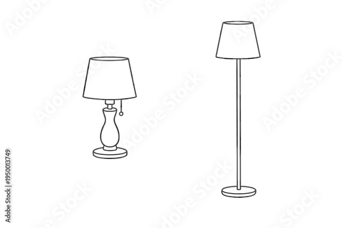 A minimalist vector illustration featuring a set of two lamps in line