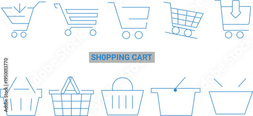Set of 8 shopping cart icons vector