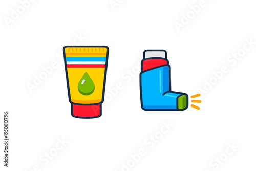 A flat vector illustration featuring a yellow medical ointment tube