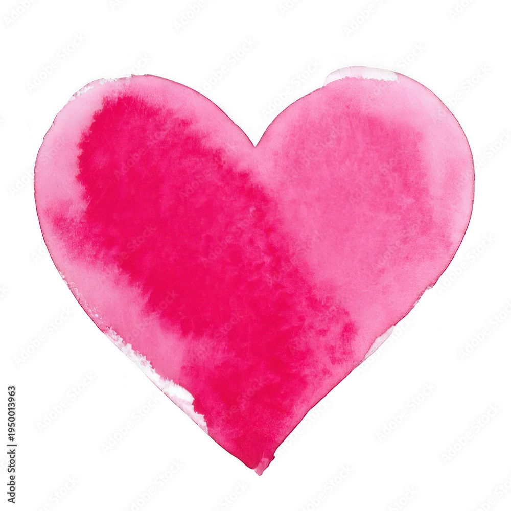 Obraz premium Watercolor heart shape with vibrant pink and light pink gradient isolated on a transparent background