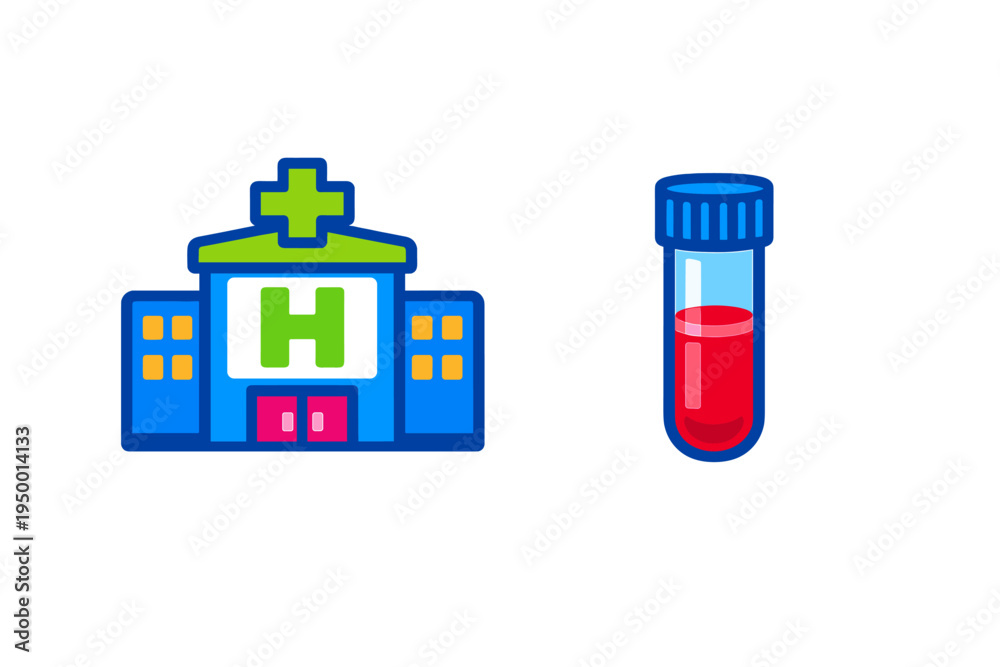 Obraz premium A flat vector illustration featuring a colorful hospital building