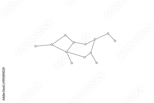 A minimalist vector illustration of a network graph or constellation