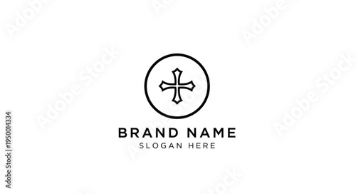 Christian Cross Symbol Inside Circle Logo Design.