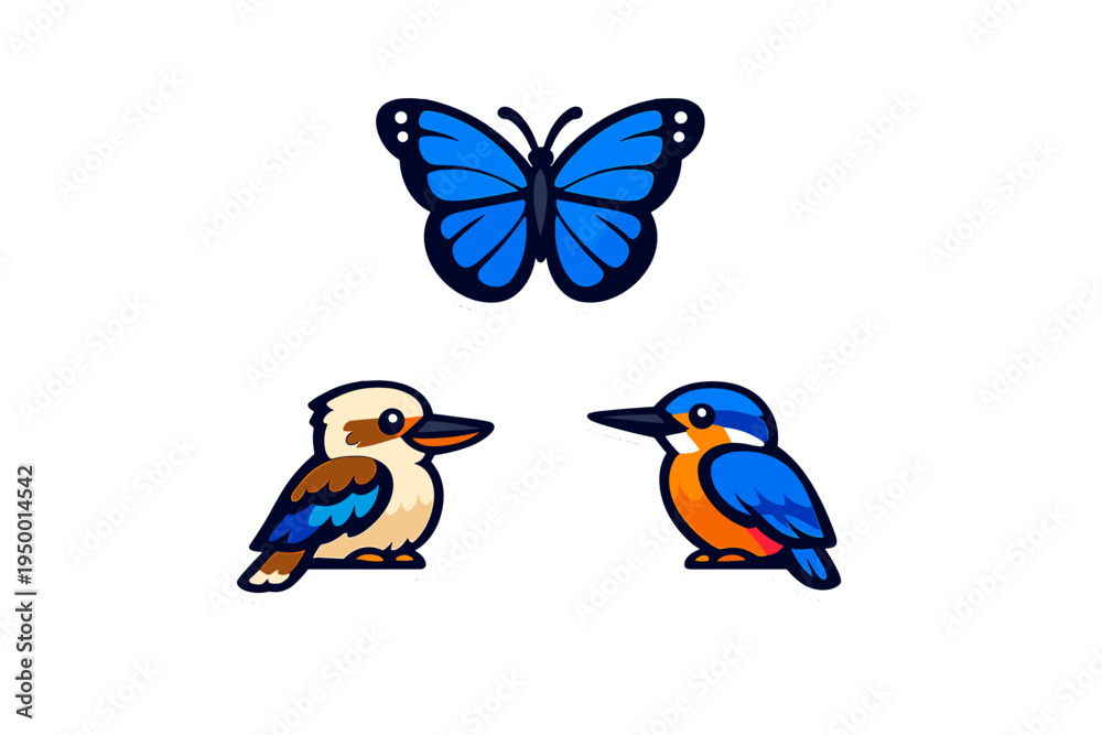 Fototapeta premium Set of three stylized vector illustrations including a blue