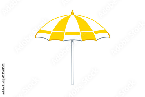 A vector illustration of a yellow and white striped beach umbrella