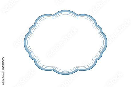 A clean blue scalloped frame with a white center, designed as a