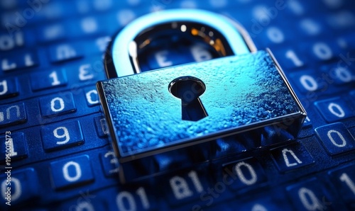 Technology lock representing virtual security and password protection for digital platforms. Encryption and cybersecurity measures for database safety and firewall protection, Generative AI