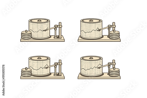 This vector illustration set features four identical icons of a