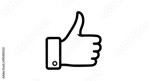 hand giving thumbs up, black and white line art vector illustration, simple outline design, minimal style, isolated on white