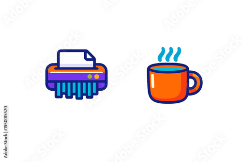 A vector illustration featuring a colorful paper shredder with a