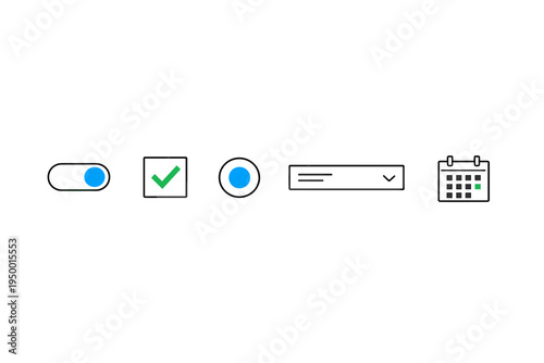 A set of minimalist user interface icons featuring a toggle switch
