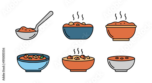 Stew Line art vector set clean abstract color theme illustration