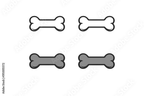 A set of four stylized bone icons in white and grey colors, featuring