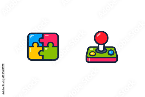 A set of two colorful vector icons featuring a four-piece