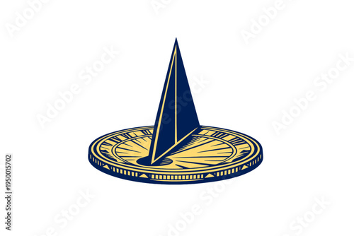 A stylized vector illustration of a classic sundial with a triangular