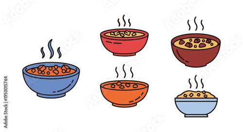 Stew Line art vector set modern fluid abstract