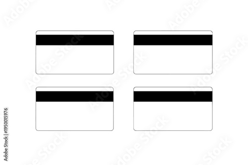 A set of four minimalist credit card templates with black magnetic