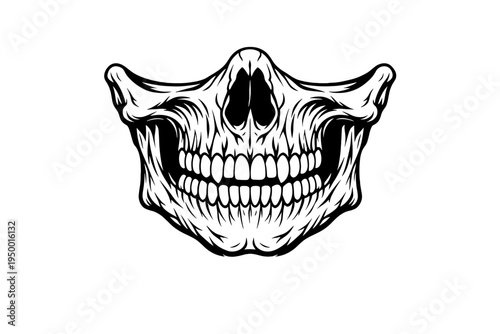 Tableau sur toile A detailed black and white vector illustration of the lower half of a