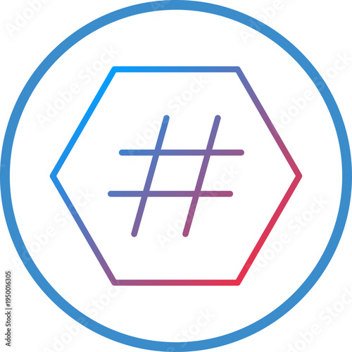 Hashtag Line Icon Style