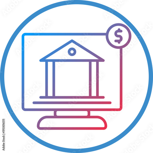 Online Banking Line Icon Style