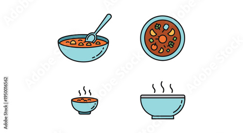 Stew Line art vector set smooth modern abstract illustration