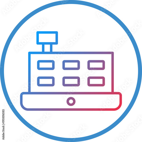 Cashier Machine Line Icon Style