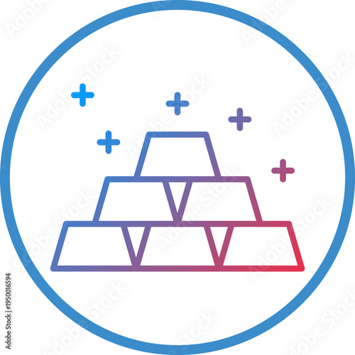 Gold Ingots Line Icon Style