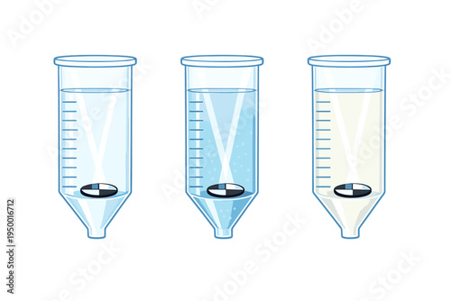 A set of three conical laboratory tubes used for water quality testing