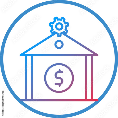 Banking System Line Icon Style