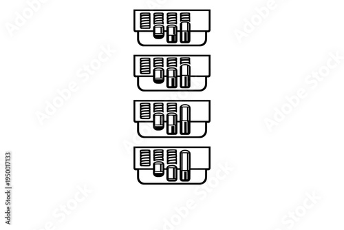 A vector illustration featuring four variations of a pin tumbler lock