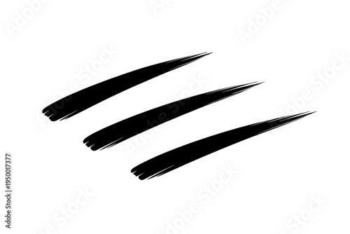 A minimalist vector illustration of three black diagonal brush