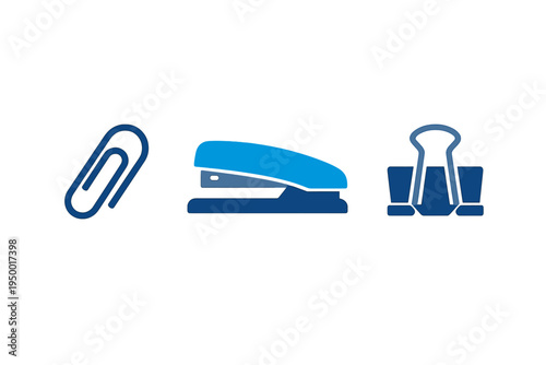 This vector illustration features three essential office supplies