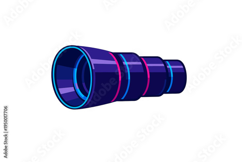 A stylized vector illustration of a futuristic telescope or spyglass