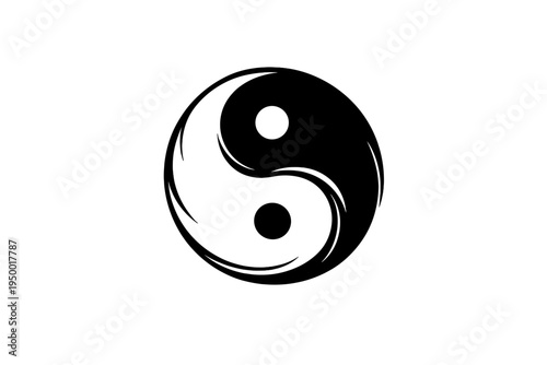 This vector illustration depicts a stylized yin yang symbol with
