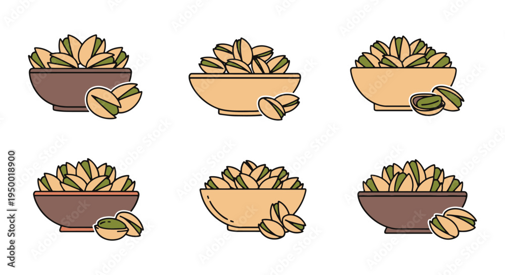 Fototapeta premium Pistachio Bowl Line art vector soft artistic abstract illustration