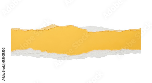 A horizontal strip of bright yellow paper with rough torn edges showing texture and fiber detail