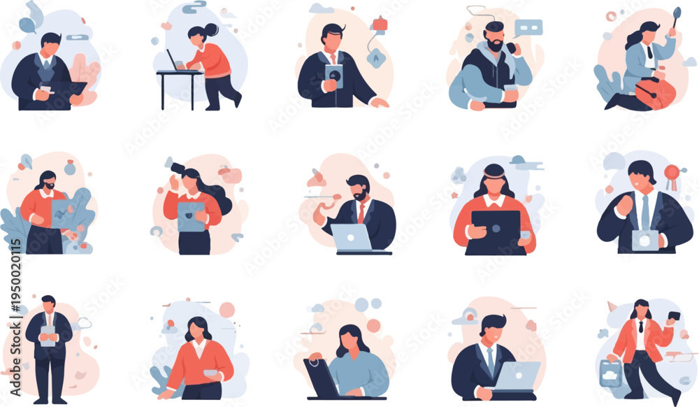 Fototapeta premium Diverse professionals engaged in various work-related activities (5)