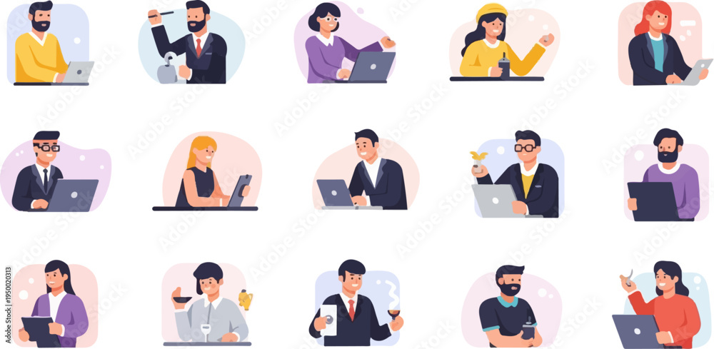 Fototapeta premium Diverse professionals engaged in various work-related activities (19)