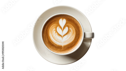 Tableau sur toile Isolated delicious hot latte art coffee drink cup with elegant heart design top