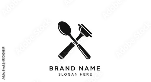 Crossed Spoon and Spatula Logo Design.