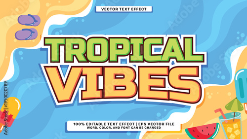 Editable Vector Text Effect for Tropical Summer vibes Themes, Perfect for Beach Party Invitations and Vacation Promotions