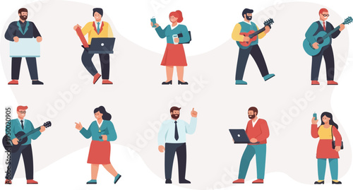 Diverse professionals engaged in work and leisure activities (1)