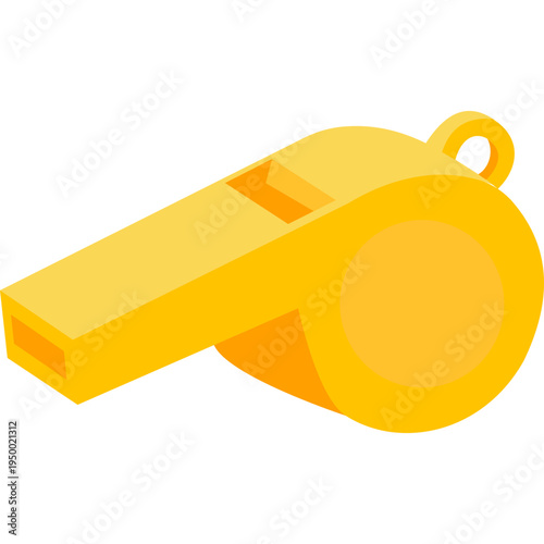 Yellow whistle icon for physical education, PE class, sports activities, school games, outdoor events, coaching, classroom management, or educational programs requiring audio signals and student atten