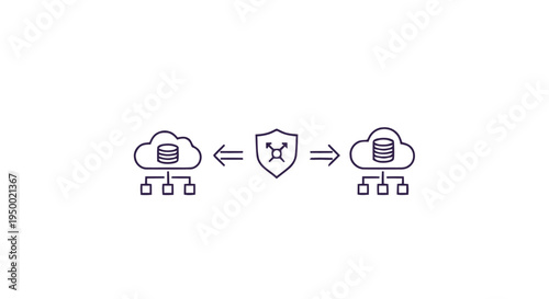 Cloud Data Security and Protection with Shield Icon.