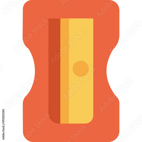 Orange pencil sharpener icon for school supplies, sharpening pencils, classroom essentials, student tools, educational materials, stationery items, or academic activities requiring writing instruments