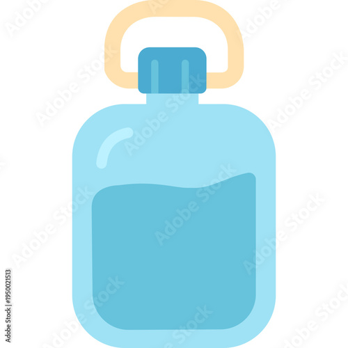 Blue water bottle with handle icon for school hydration, healthy drinks, lunch time, sports activities, wellness programs, student health, classroom refreshment, or promoting healthy drinking habits.